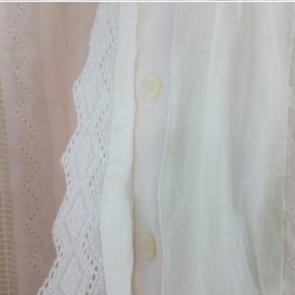 Frame Natalie White Embroidered Ramie Ling Sleeve Top Size Small - Picture 7 of 10